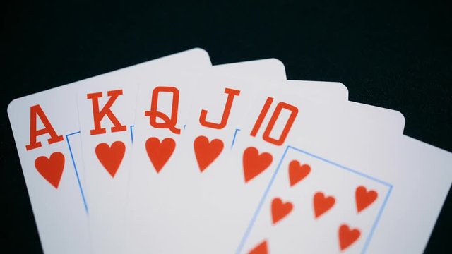 poker Royal flush of hearts.