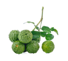 Bergamot with waterdrop isolated on white background