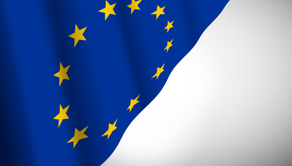 European Union waving silky flag isolated on white background
