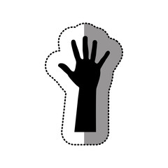 black hand up icon, vector illustration design