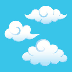 Vector of clouds isolated on white background.