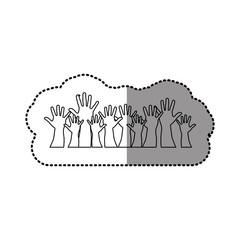 Fototapeta premium silhouette hands up together icon, vector illustration design