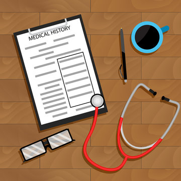 Workplace doctor top view vector