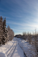 Fototapeta premium Ski track and train track