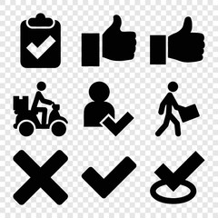 Set of 9 ok filled icons