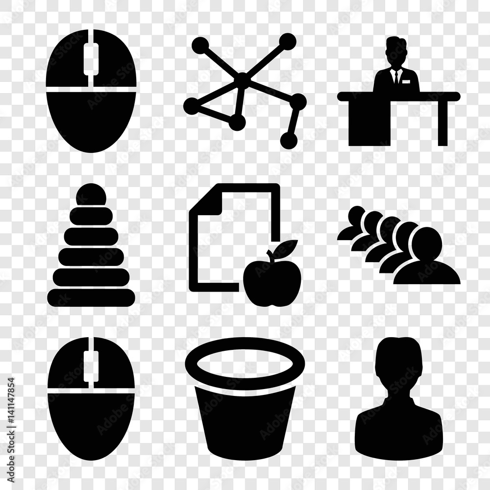 Poster set of 9 group filled icons