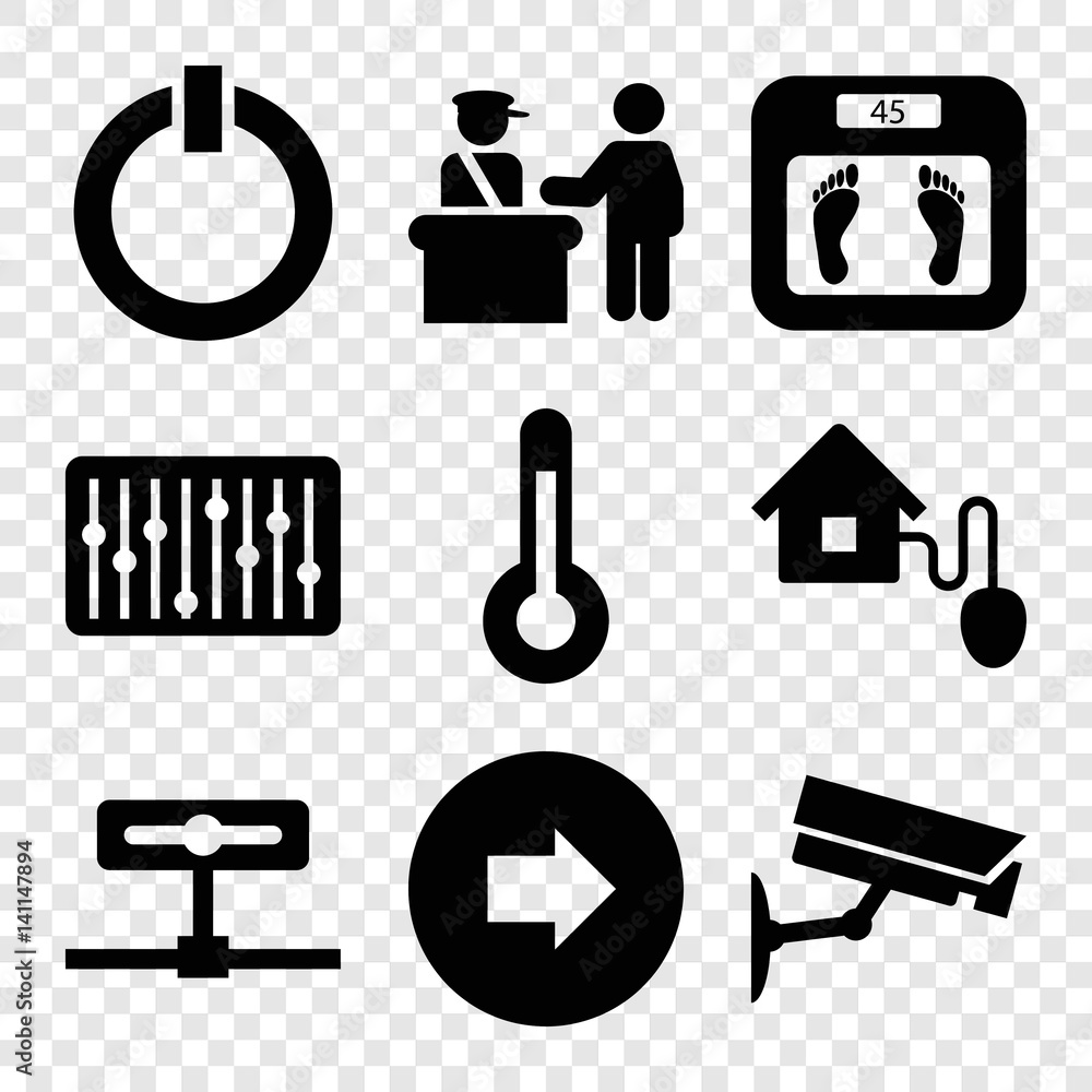 Poster set of 9 control filled icons