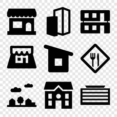 Set of 9 town filled icons