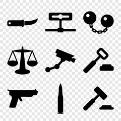 Set of 9 crime filled icons