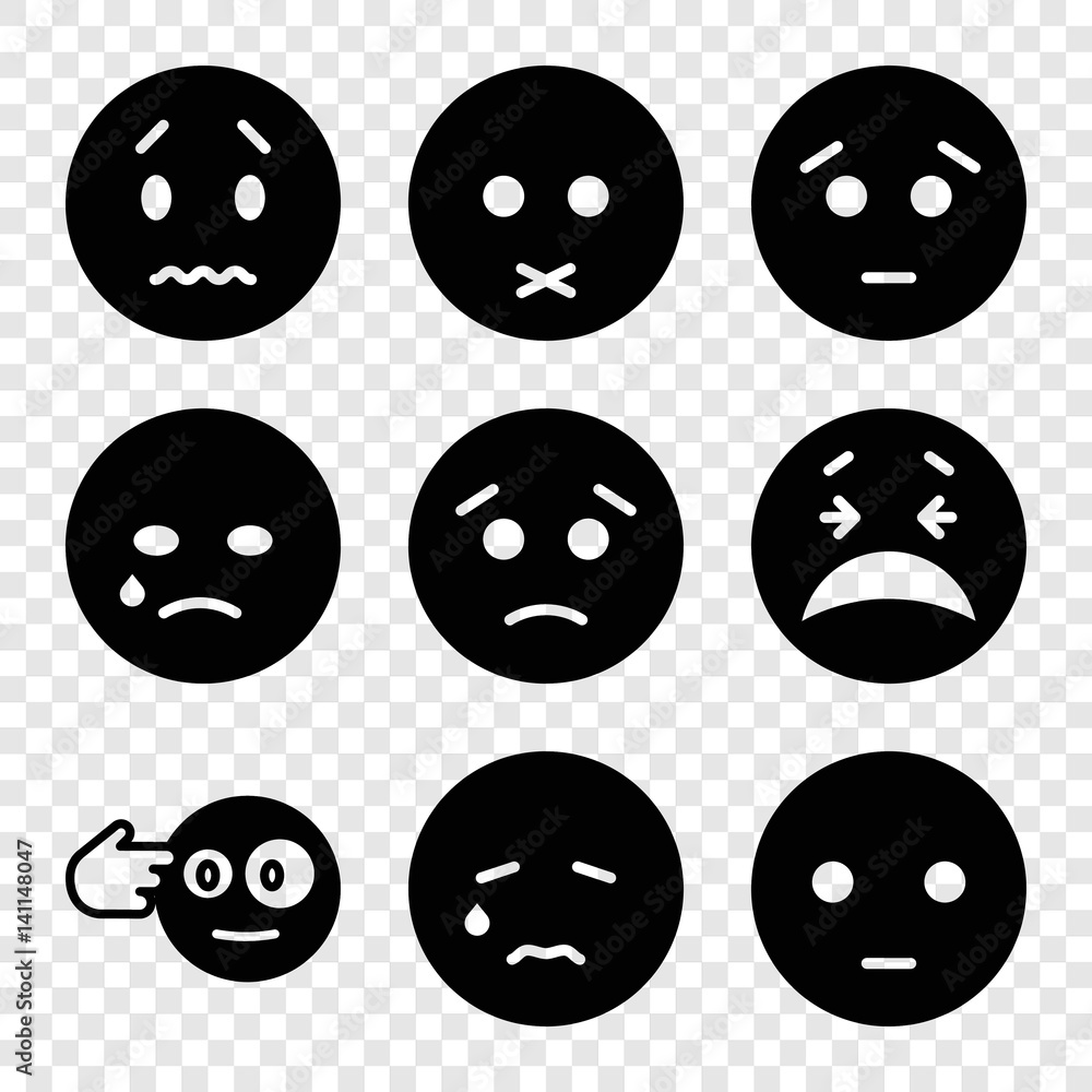 Sticker Set of 9 depression filled icons