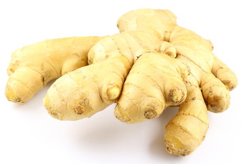 fresh ginger rhizome isolated on a white backgound