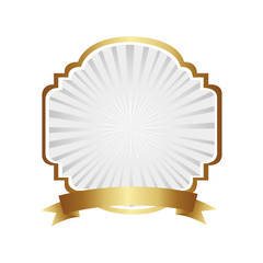 emblem border ornamental with ribbon, vector illustration