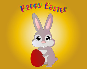 Cute rabbit easter character with egg.Vector