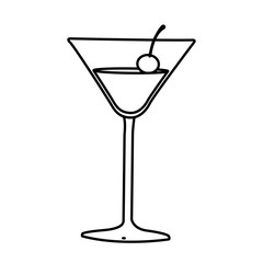 silhouette cocktail beverage with cherry icon, vector illustration design