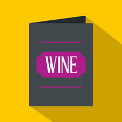 Black wine card icon, flat style