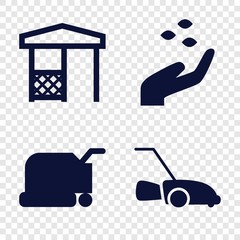 Set of 4 lawn filled icons
