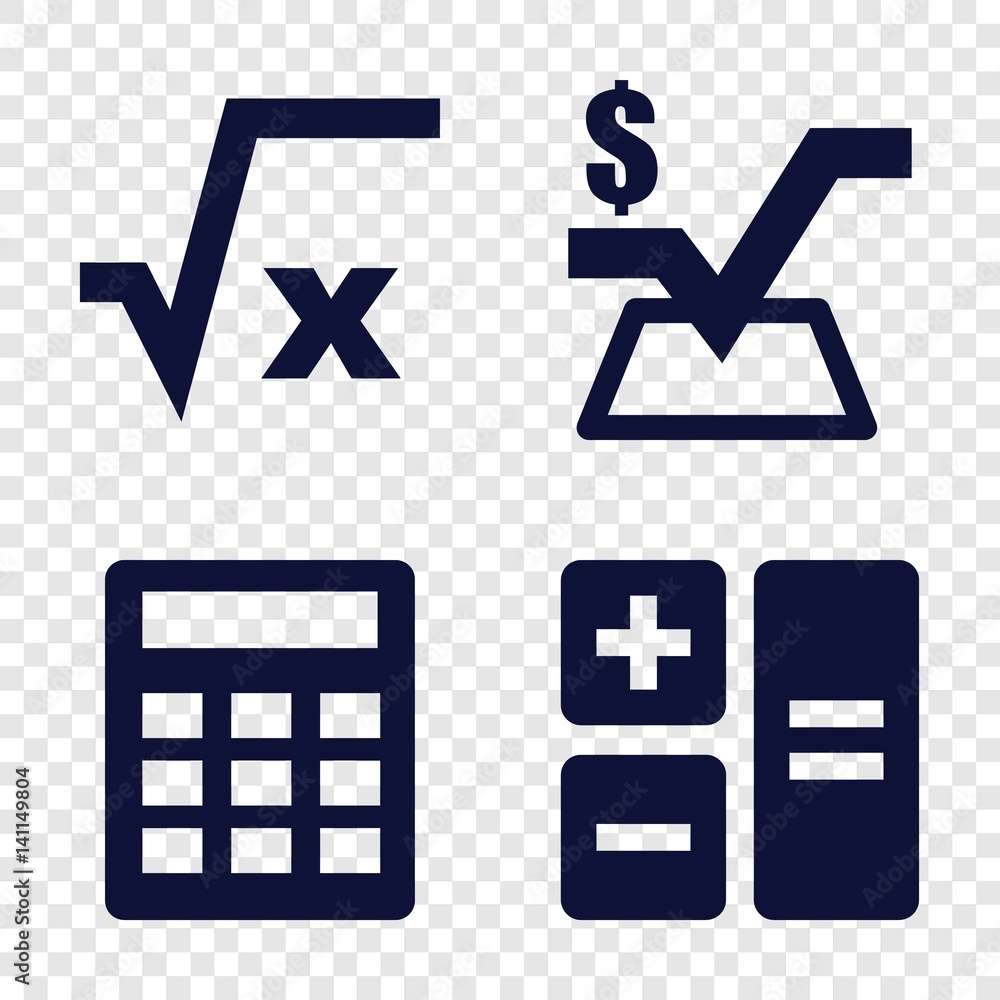 Poster Set of 4 calculate filled icons