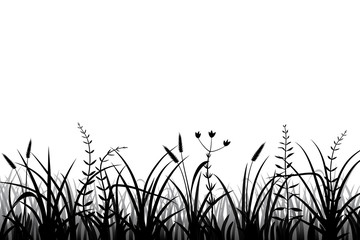 Meadow grass silhouette black and white