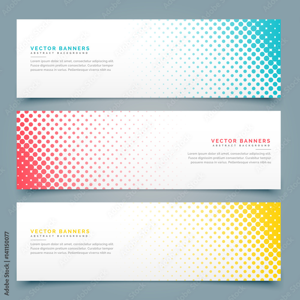 Wall mural halftone banners and headers set design