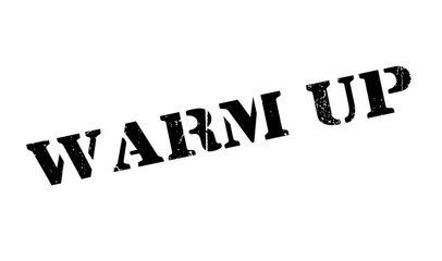 Warm Up rubber stamp. Grunge design with dust scratches. Effects can be easily removed for a clean, crisp look. Color is easily changed.