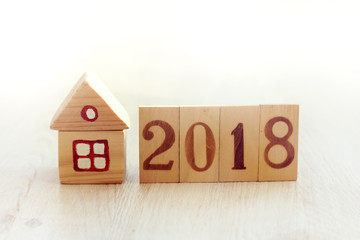 own property in 2018/ conceptual layout single-family wooden house 