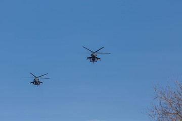 Fototapeta na wymiar Air show Russian helicopters