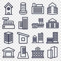 Obraz premium Set of 16 buildings outline icons