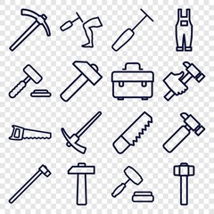 Set of 16 hammer outline icons