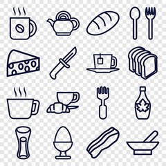 Set of 16 breakfast outline icons