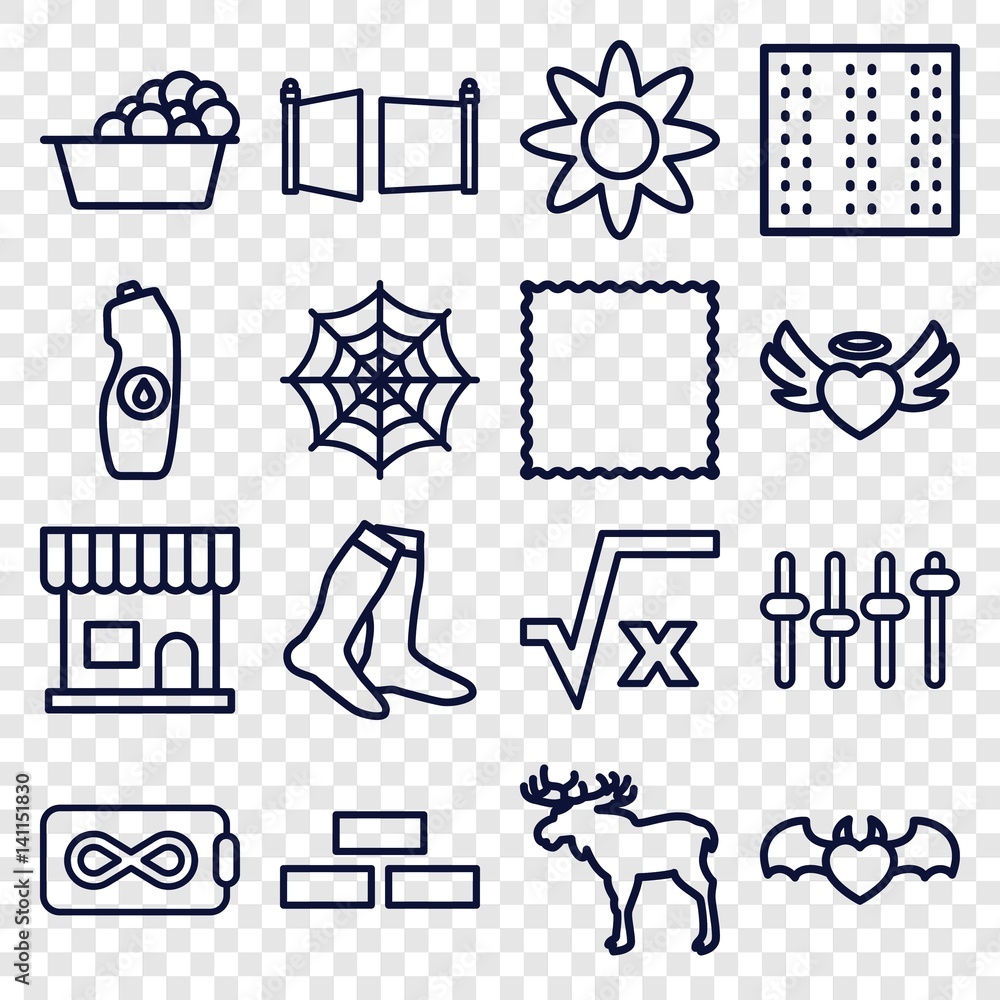Poster set of 16 pattern outline icons