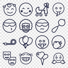 Set of 16 happiness outline icons