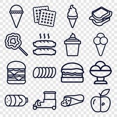 Set of 16 snack outline icons