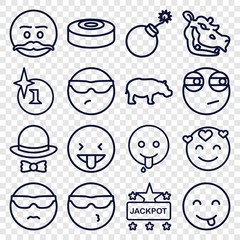 Set of 16 comic outline icons