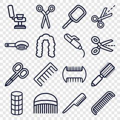 Set of 16 hairdresser outline icons