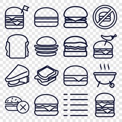 Set of 16 burger outline icons