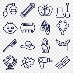 Set of 16 beauty outline icons