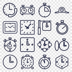 Set of 16 chronometer outline icons