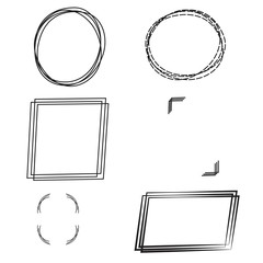 Set of black decorative vintage frames on white background