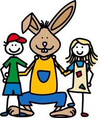 Kinder mit Osterhase