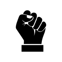 Fist black icon isolated on white background. Vector illustration flat design style.