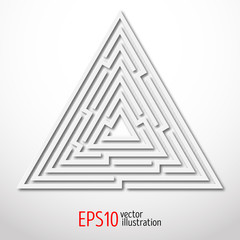 Triangular abstract maze. Vector illustration, 3d, shadow
