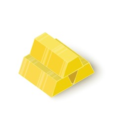 Three gold bars icon, isometric 3d style