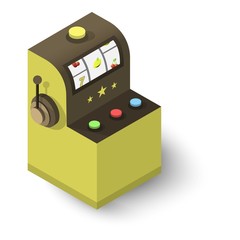Slot machine icon, isometric 3d style