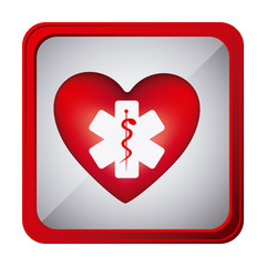 Obraz premium colorful frame square button with heart health symbol and star of life vector illustration