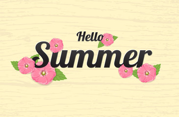 Summer Flowers Background or Summer floral Design on yellow background