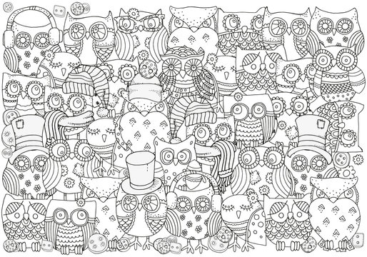 Adult coloring book. Owls.