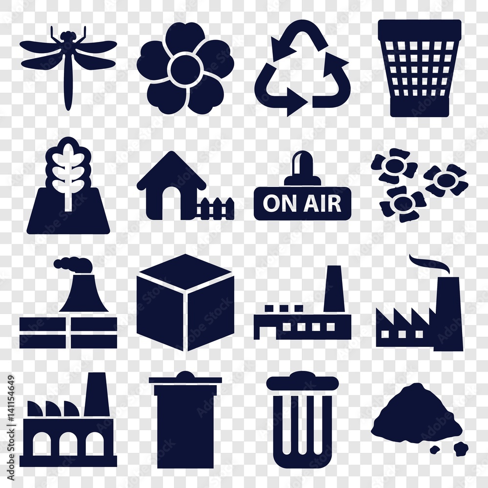 Poster set of 16 environment filled icons