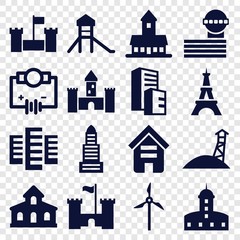 Set of 16 tower filled icons