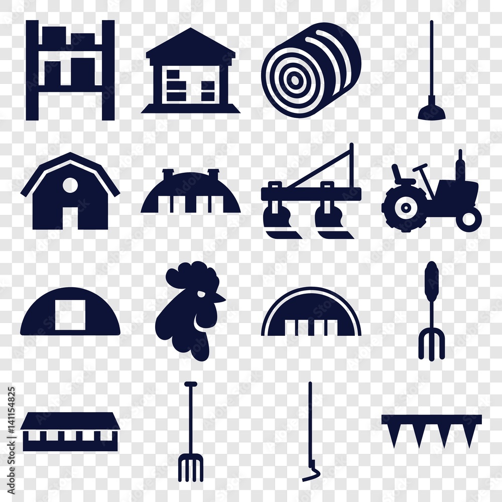 Canvas Prints set of 16 farming filled icons