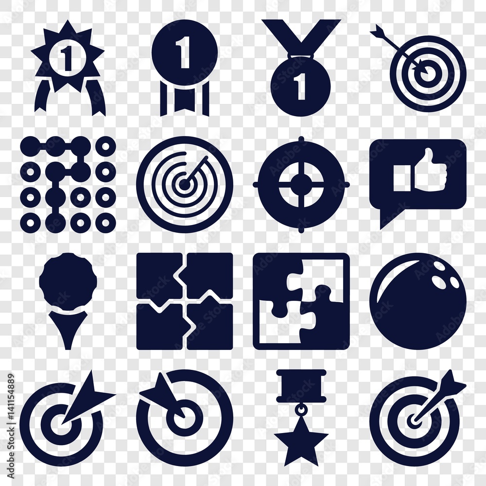 Poster set of 16 challenge filled icons